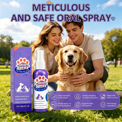 Pet Oral Spray, Teeth Cleaning Spray for Dogs and Cats, Pet Breath Freshener and Teeth Cleaning Sprays, No Brushing, 30Ml Each (2Pcs)