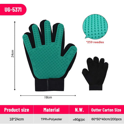 ODPC 2 in 1 Silicone Pet Grooming Glove Five Finger Deshedding Bathing Brush for Dogs Cats Hair Removal Factory Wholesale