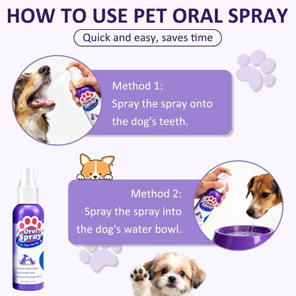 Pet Oral Spray, Teeth Cleaning Spray for Dogs and Cats, Pet Breath Freshener and Teeth Cleaning Sprays, No Brushing, 30Ml Each (2Pcs)